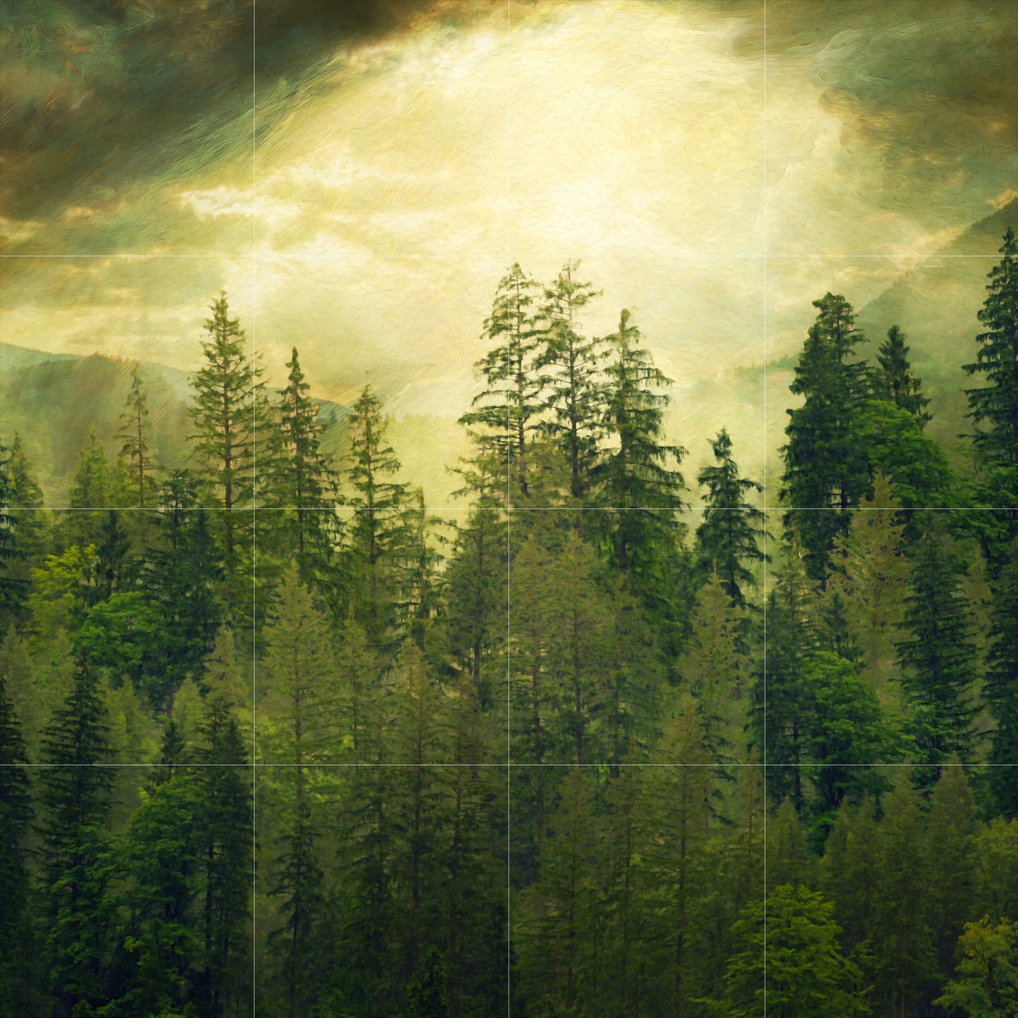 Tile Mural/Mosaic Ceramic Panel of a Misty Forest - Foggy Forest - Forest Wall Art - Forest Print - Forest Landscape - Misty Forest Art