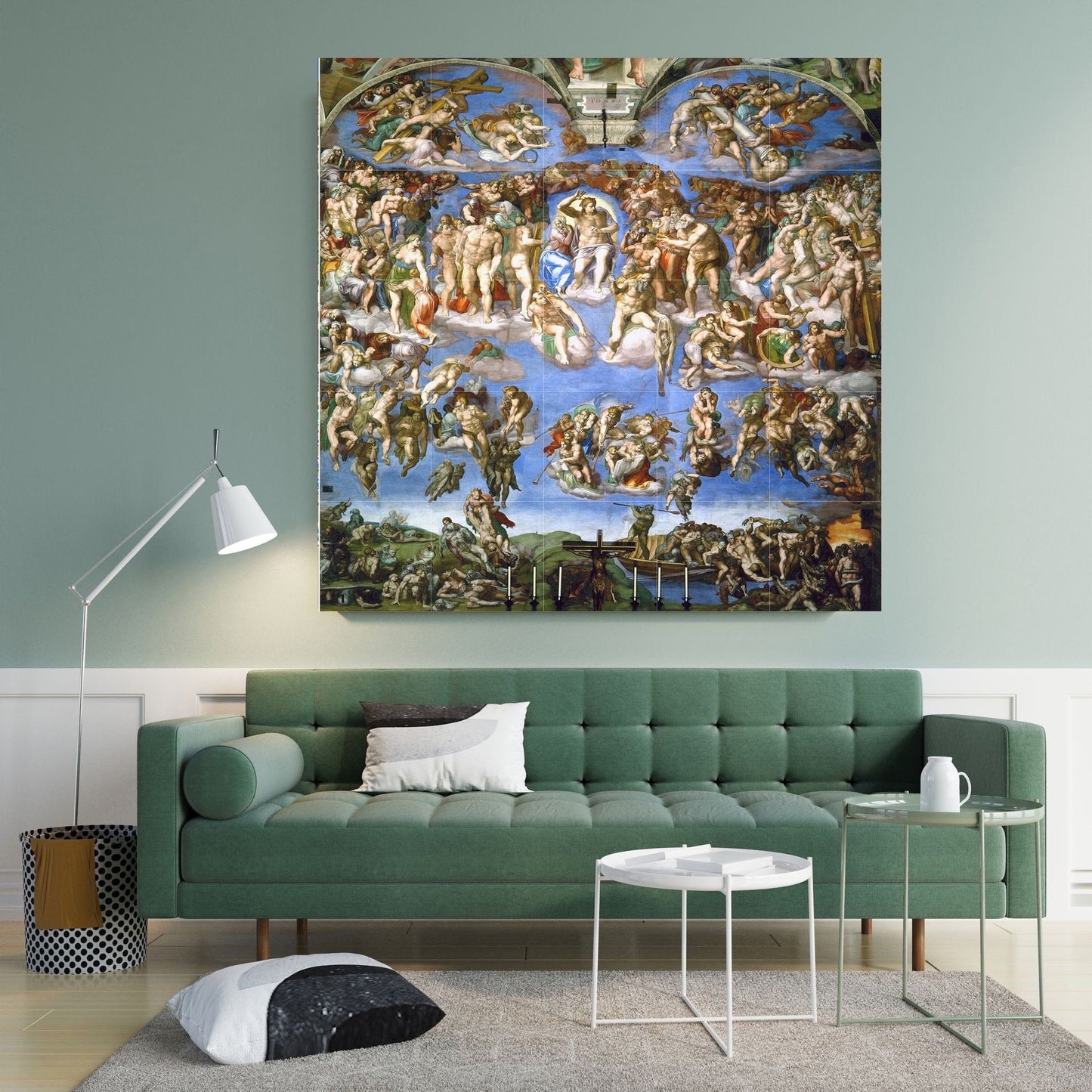 Tile Mural/Mosaic Ceramic Panel of Michaelangelo Buonarroti -The Last Judgment - Michaelangelo Painting Print - Michaelangelo Wall Art Print