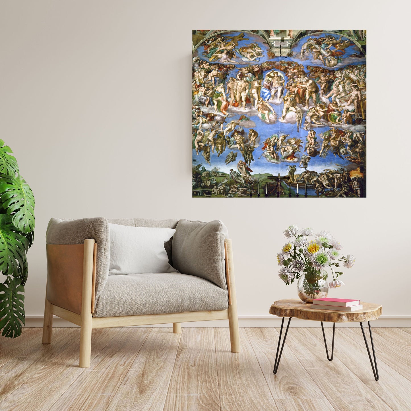Tile Mural/Mosaic Ceramic Panel of Michaelangelo Buonarroti -The Last Judgment - Michaelangelo Painting Print - Michaelangelo Wall Art Print