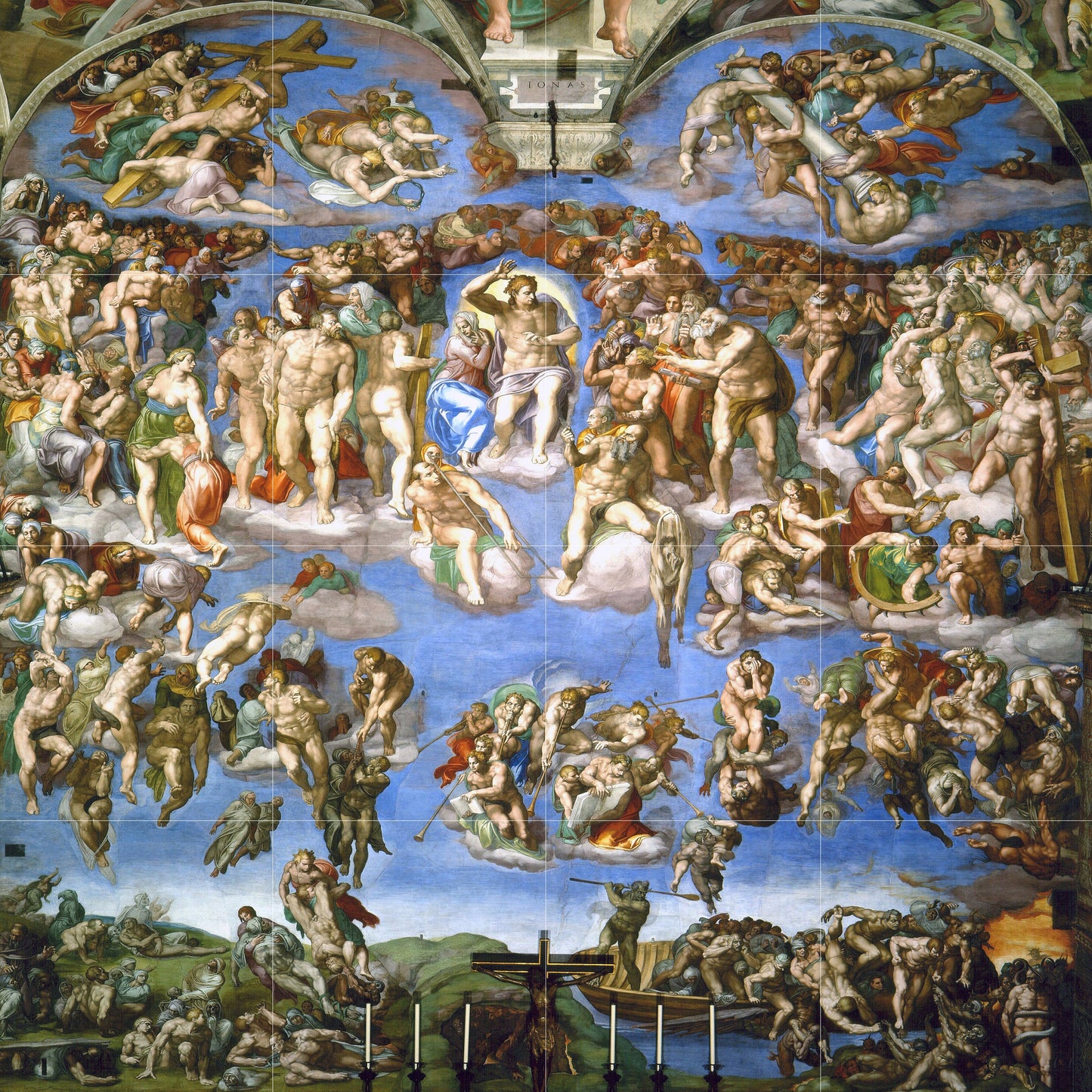Tile Mural/Mosaic Ceramic Panel of Michaelangelo Buonarroti -The Last Judgment - Michaelangelo Painting Print - Michaelangelo Wall Art Print