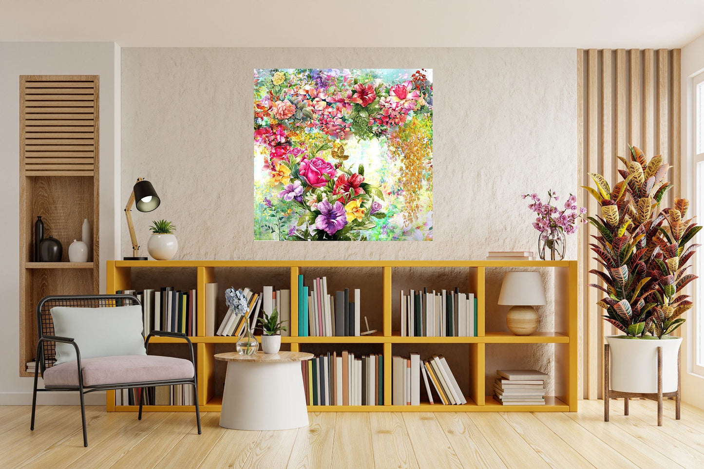 Tile Mural/Mosaic Ceramic of Watercolour Flowers Painting - Flower Mural - Garden Wall Art - Gloss Tiles - Tile Mosaic - Garden Art Print