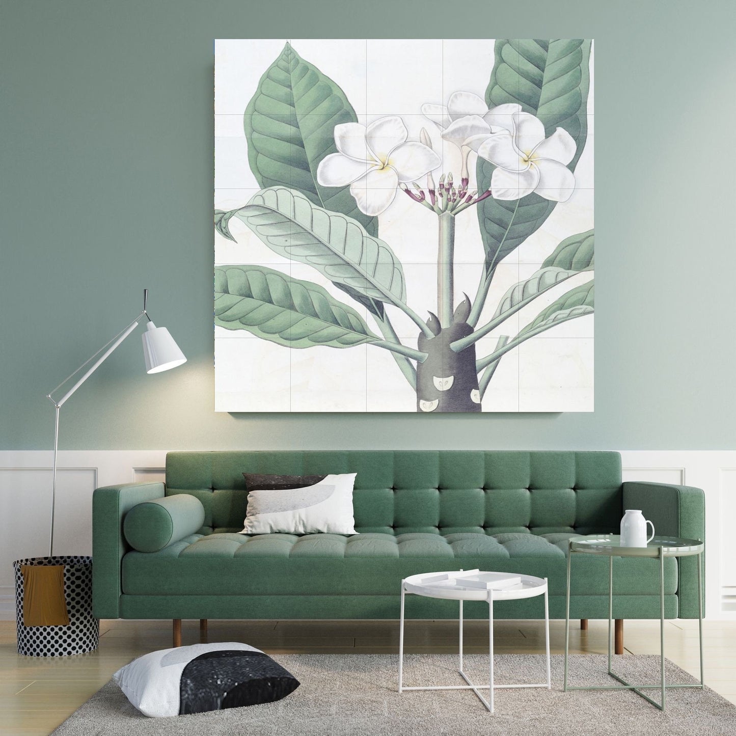 Tile Mural/Mosaic Ceramic Panel Plumeria - Edwards Sydenham - Flower Wall Art - Vintage Botanical Print - Floral Art - Flower Mural