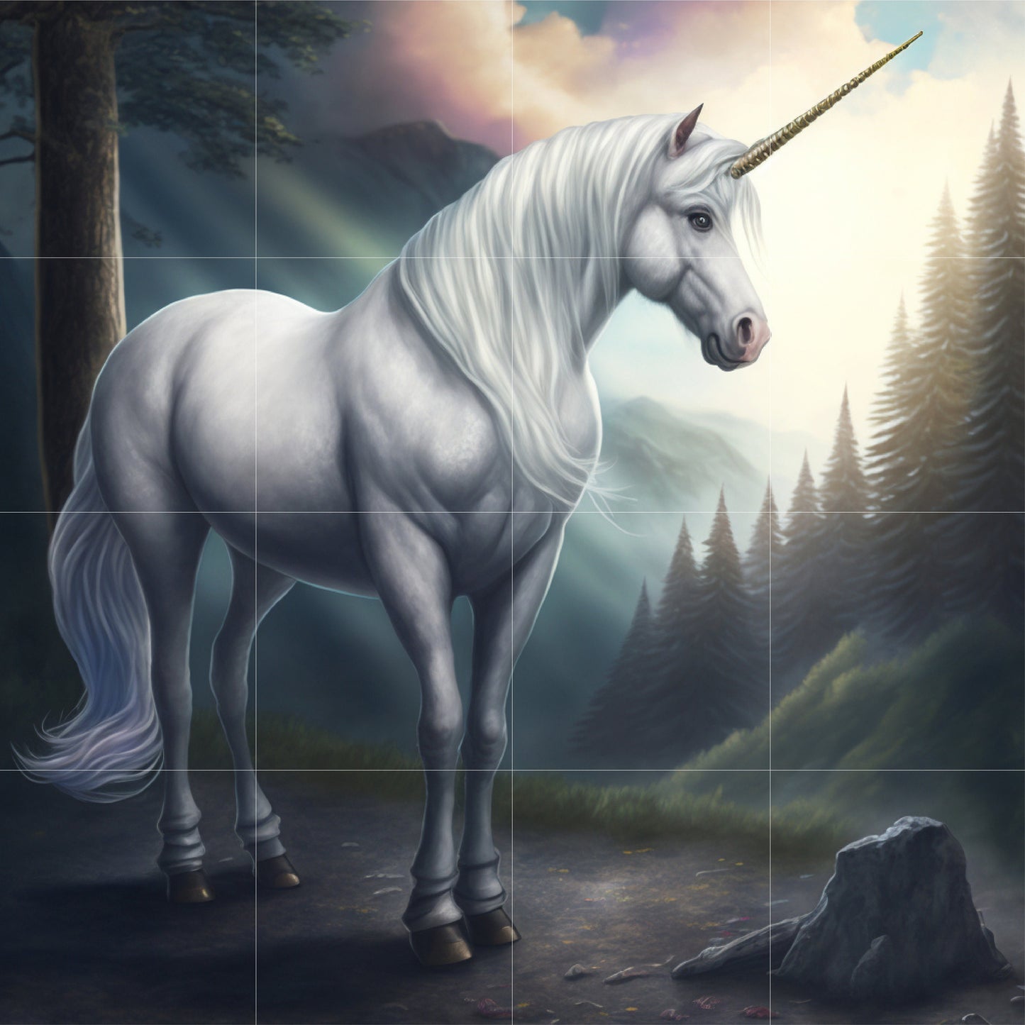 Tile Mural/Mosaic Ceramic Panel of Unicorn - Mural - Unicorn Wall Art - Unicorn Print - Gloss Tiles - Horse Mosaic - Horse Art Print