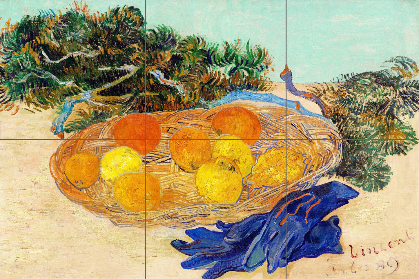 Tile Mural/Mosaic Ceramic Panel of Vincent Van Gogh - Fruit Mural -Countryside Mural -Van Gogh Print - Countryside Wall Art - Fruit Wall Art