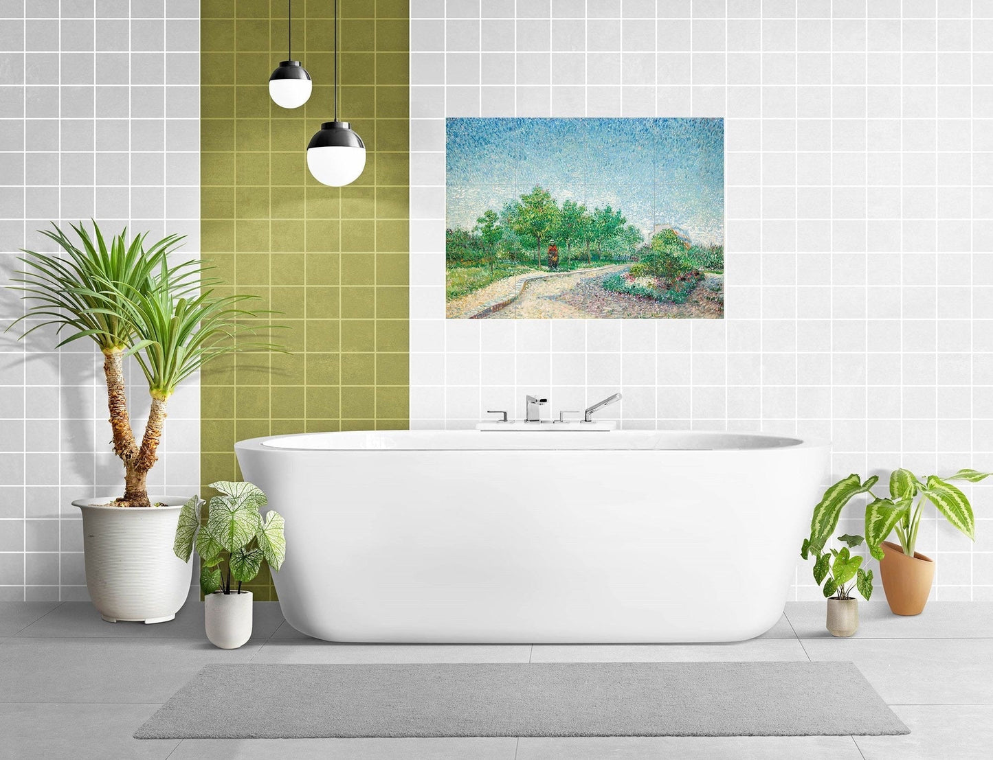 Tile Mural/Mosaic Ceramic Panel of Vincent Van Gogh - Square Saint Pierre - Countryside Mural - Van Gogh Print - Countryside Wall Art