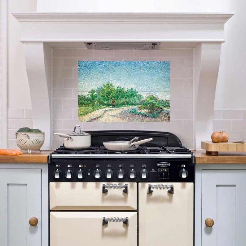 Tile Mural/Mosaic Ceramic Panel of Vincent Van Gogh - Square Saint Pierre - Countryside Mural - Van Gogh Print - Countryside Wall Art