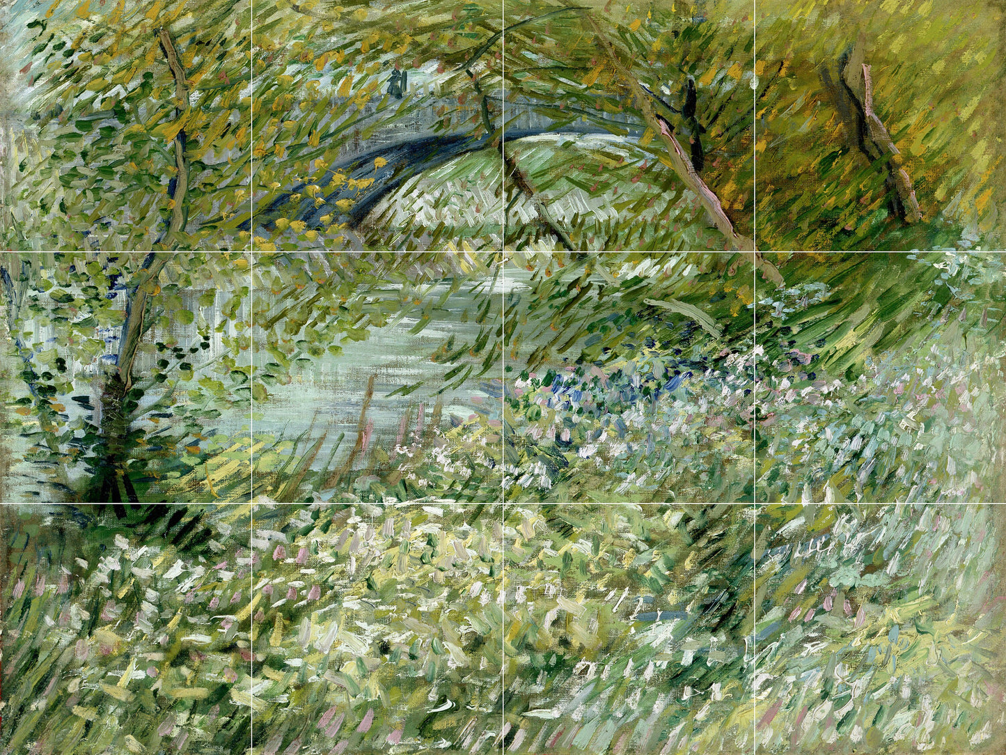 Tile Mural/Mosaic Ceramic Panel of Vincent Van Gogh - River Bank in Springtime - Countryside Mural -Van Gogh Print - Countryside Wall Art
