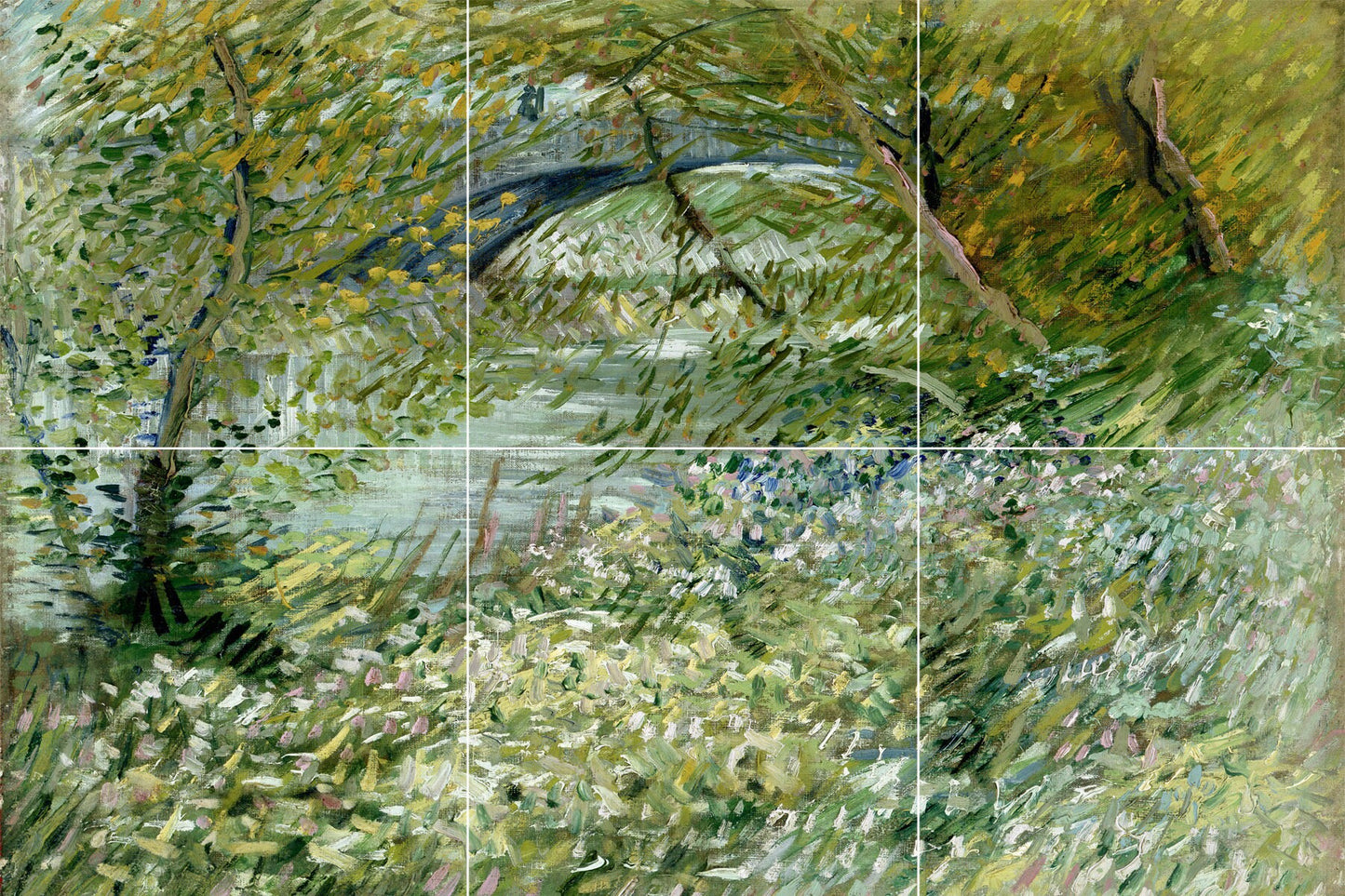 Tile Mural/Mosaic Ceramic Panel of Vincent Van Gogh - River Bank in Springtime - Countryside Mural -Van Gogh Print - Countryside Wall Art