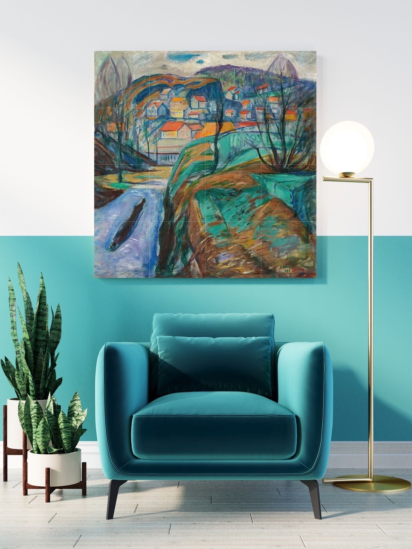 Tile Mural/Mosaic Ceramic Panel of Edvard Munch Painting Print - Munch Wall Print - Munch Art - Tile Mural - Tile Mosaic - Gloss Tiles