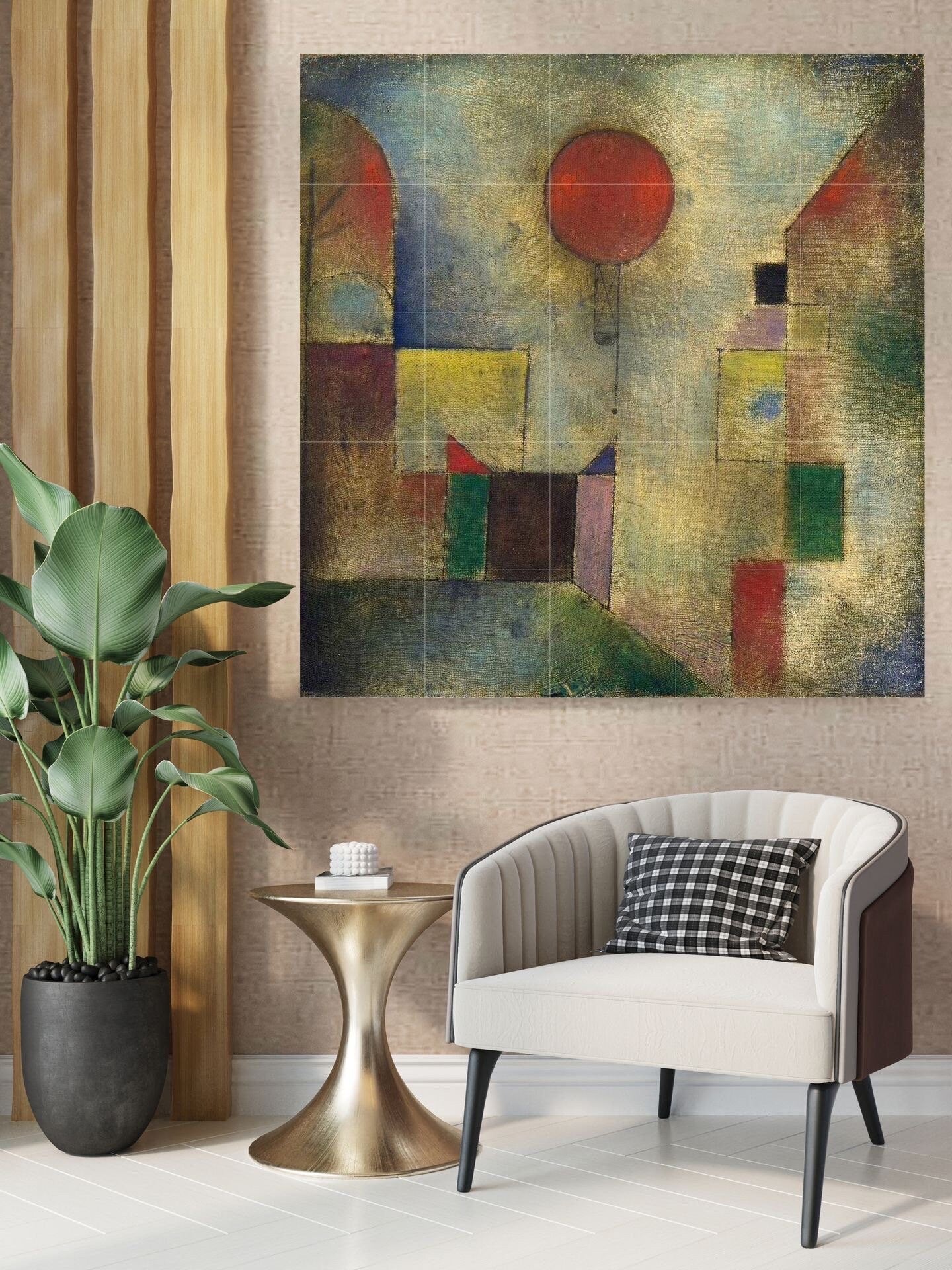 Tile Mural/Mosaic Ceramic Panel of Red Baloon - Paul Klee Print - Paul Klee Wall Art - Paul Klee Wall Decal - Klee Print - Gloss Tiles