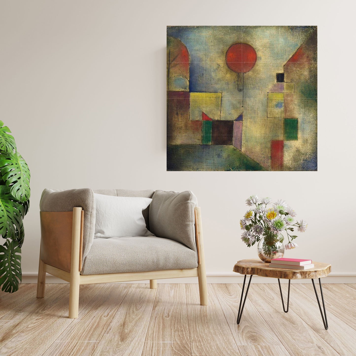 Tile Mural/Mosaic Ceramic Panel of Red Baloon - Paul Klee Print - Paul Klee Wall Art - Paul Klee Wall Decal - Klee Print - Gloss Tiles