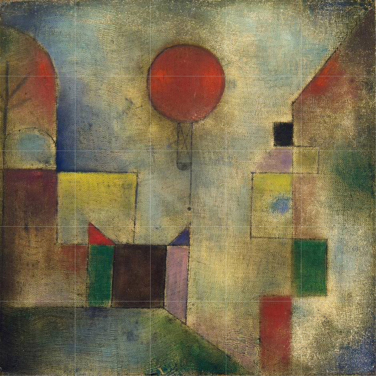 Tile Mural/Mosaic Ceramic Panel of Red Baloon - Paul Klee Print - Paul Klee Wall Art - Paul Klee Wall Decal - Klee Print - Gloss Tiles