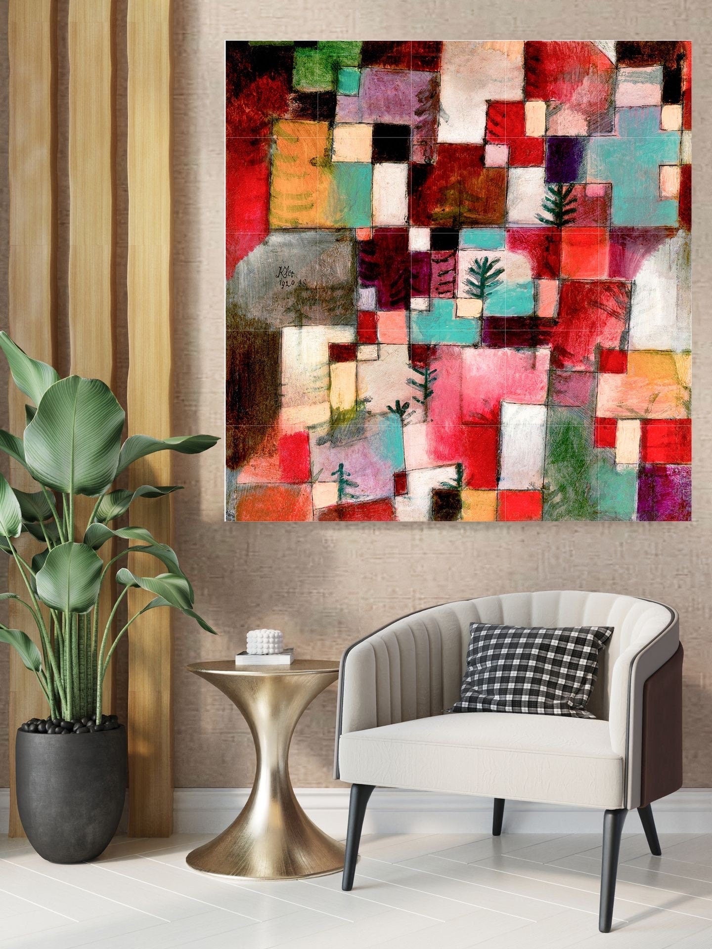Tile Mural/Mosaic Ceramic Panel of Paul Klee Painting Print -Paul Klee Wall Art - Paul Klee Wall Decal -Klee Print -Gloss Tiles - Klee Tiles