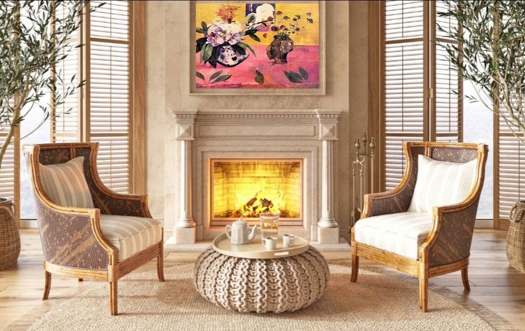 Tile Mural/Mosaic Ceramic Panel of Paul Gauguin Still Life - Gauguin Painting - Gauguin Wall Art - Flower Mural - Gauguin Art Print