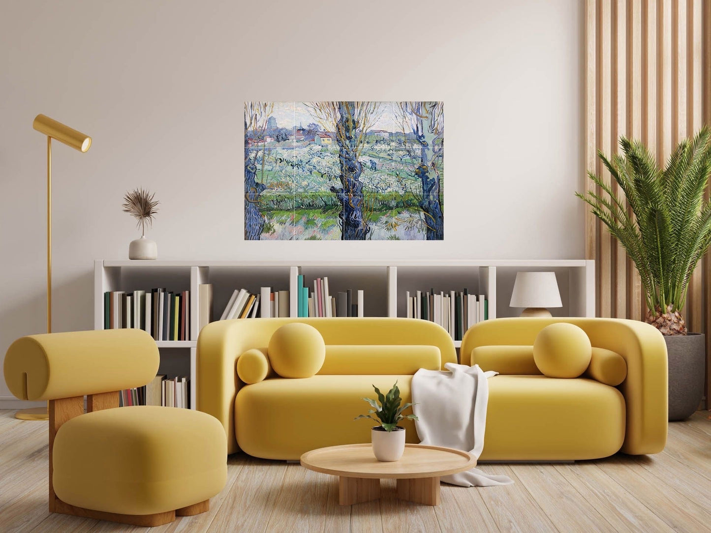 Tile Mural/Mosaic Ceramic Panel of Vincent Van Gogh Orchards - Van Gogh Wall Nature Art Print - Van Gogh Art Print - Countryside Mural