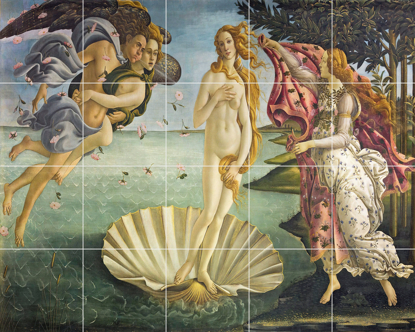 Tile Mural/Mosaic Ceramic Panel of Birth of Venus- Sandro Botticelli Painting - Venus wall print - Botticelli Wall Art - Venus nude art