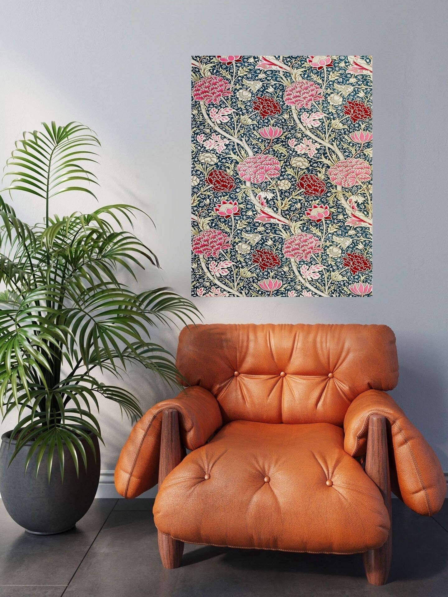 Tile Mural/Mosaic Ceramic Panel of William Morris Cray - William Morris Wall Art - Morris Pattern - Botanical Print -Gloss Tiles- Flower Art