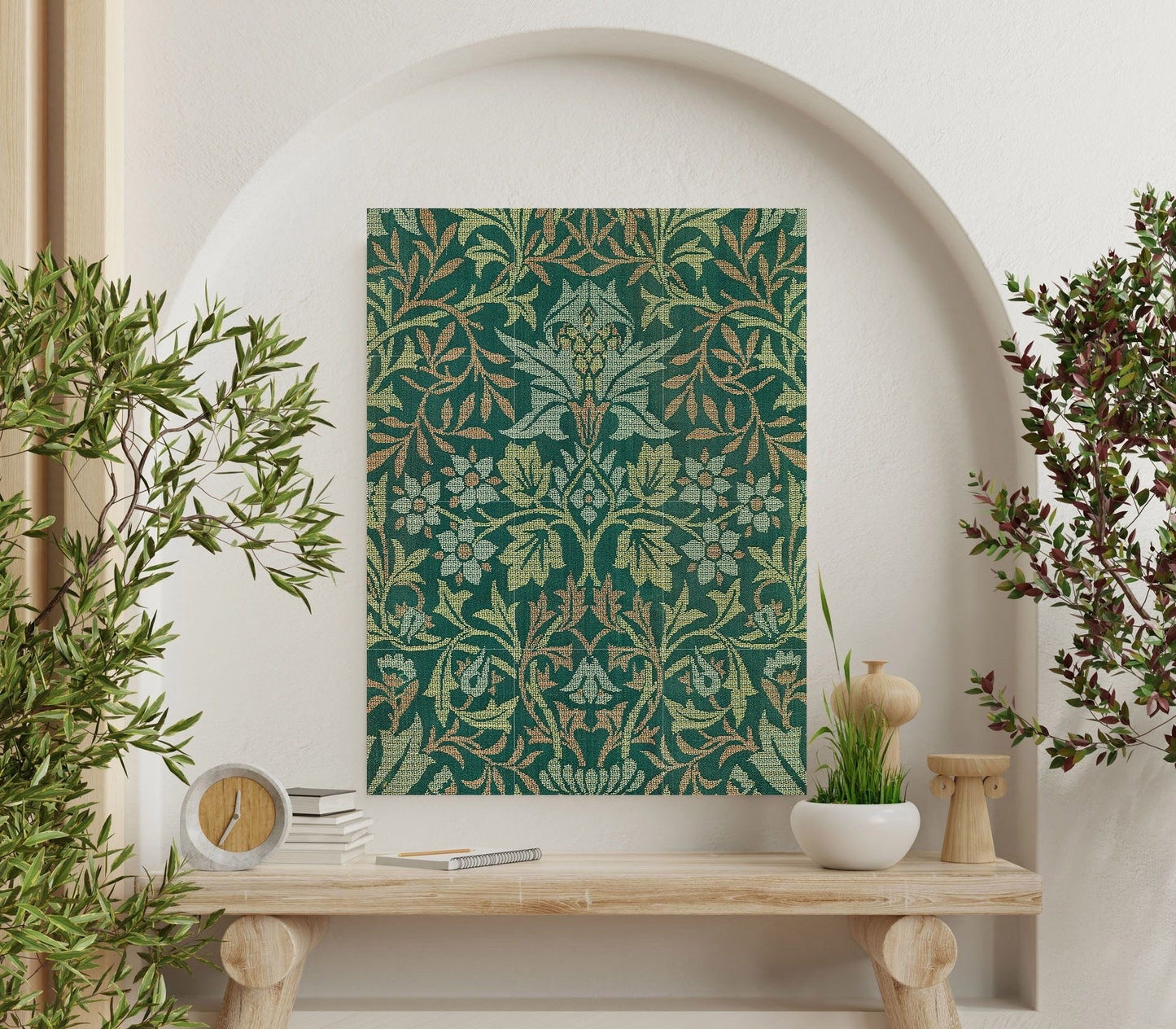 Tile Mural/Mosaic Ceramic Panel of William Morris Flower Garden - William Morris Wall Art - Morris Pattern - Botanical Print - Gloss Tiles
