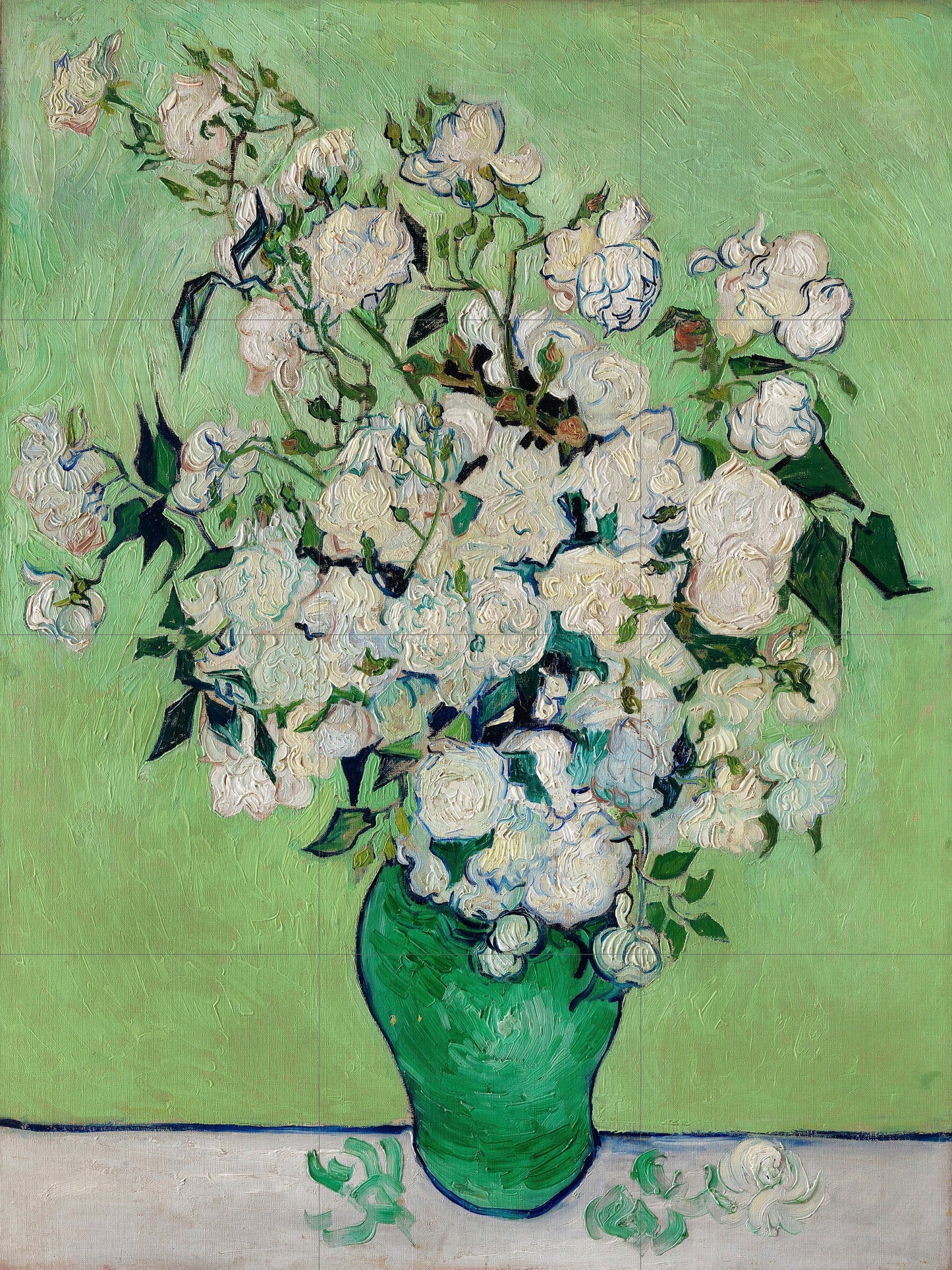 Tile Mural/Mosaic Ceramic Panel of Vincent Van Gogh Roses - Flower Mural - Van Gogh Print - Roses Art Print - Flowers in a Vase Art Print