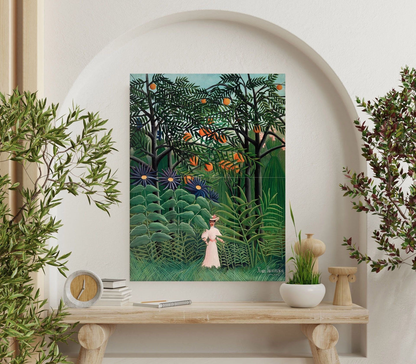 Tile Mural/Mosaic Ceramic Panel of Henri Rousseau Painting - Rousseau Wall Art - Rousseau Art Print - Tropical Forest Mural - Gloss Tiles