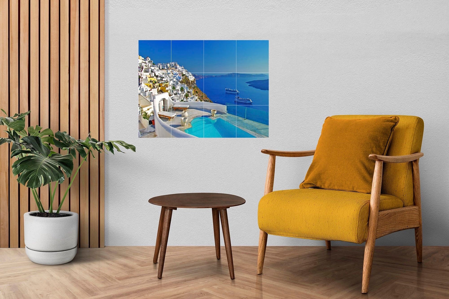 Tile Mural/Mosaic Ceramic Panel of Santorini - Santorini wall print- Greece wall art - Santorini Wall Art - Tile Mural - Tile Mosaic