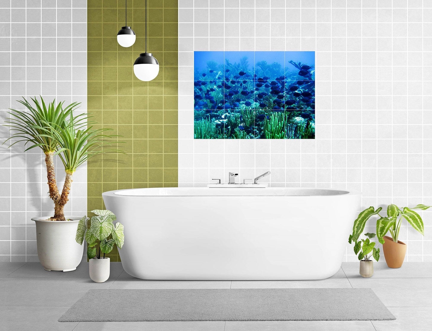 Tile Mural/Mosaic Ceramic Panel of an Ocean Fish - Fish Mural - Fish Wall Art - Fish Tile Mosaic -Home Decor - Fish Art Print - Aquarium Art