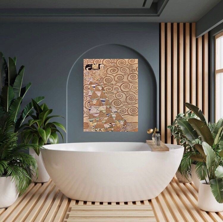 Tile Mural/Mosaic Ceramic Panel of Gustav Klimt Expectation from Tree of Life - Klimt Wall Art - Klimt Art Prints - Klimt Painting