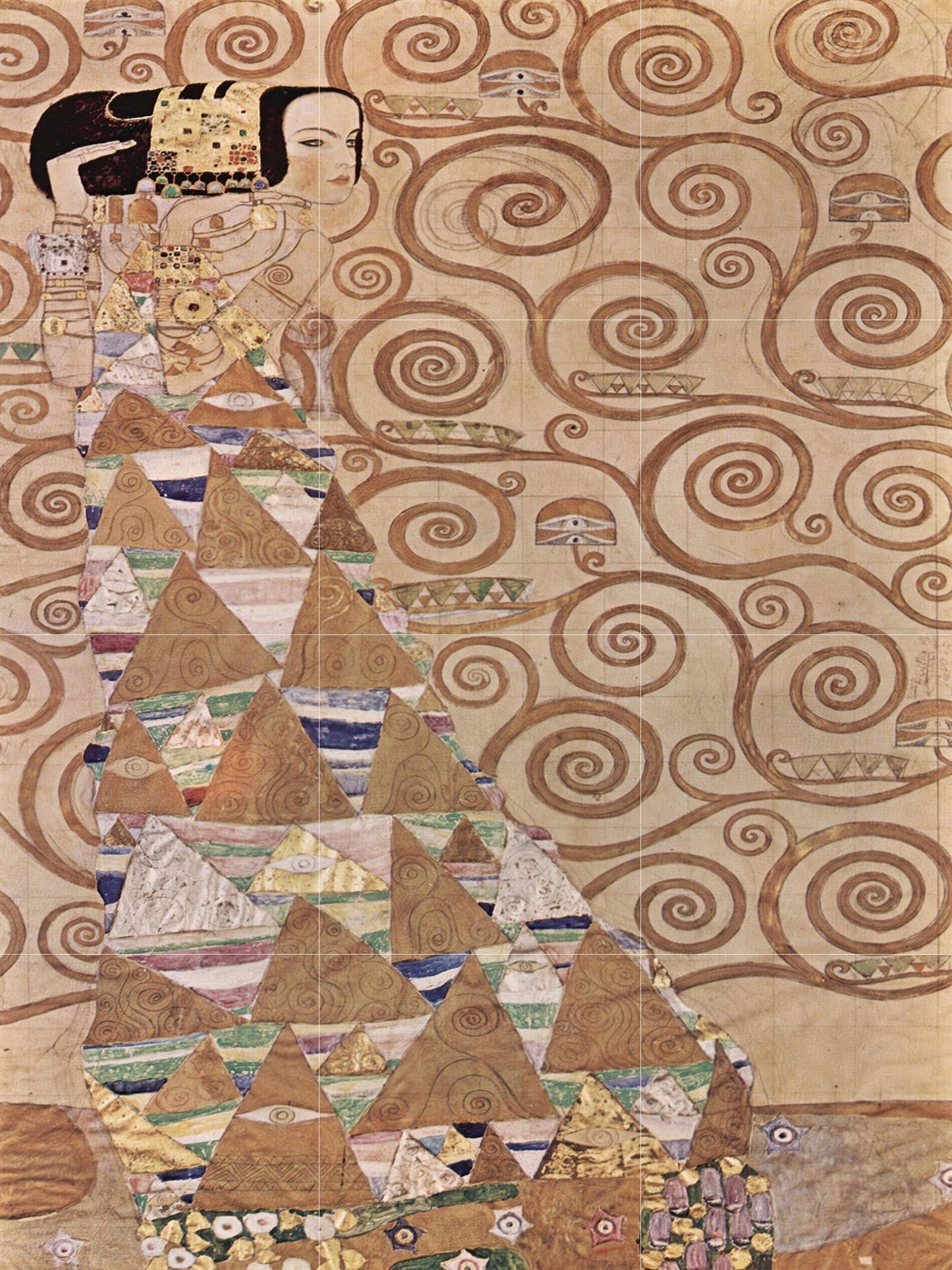 Tile Mural/Mosaic Ceramic Panel of Gustav Klimt Expectation from Tree of Life - Klimt Wall Art - Klimt Art Prints - Klimt Painting