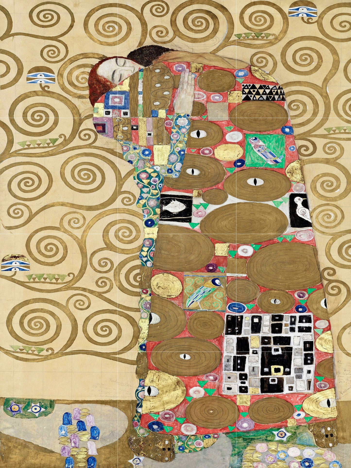Tile Mural/Mosaic Ceramic Panel of Gustav Klimt Fulfilment - Klimt Wall Art - Klimt Art Prints - Klimt Painting - Gustav Klimt Mural