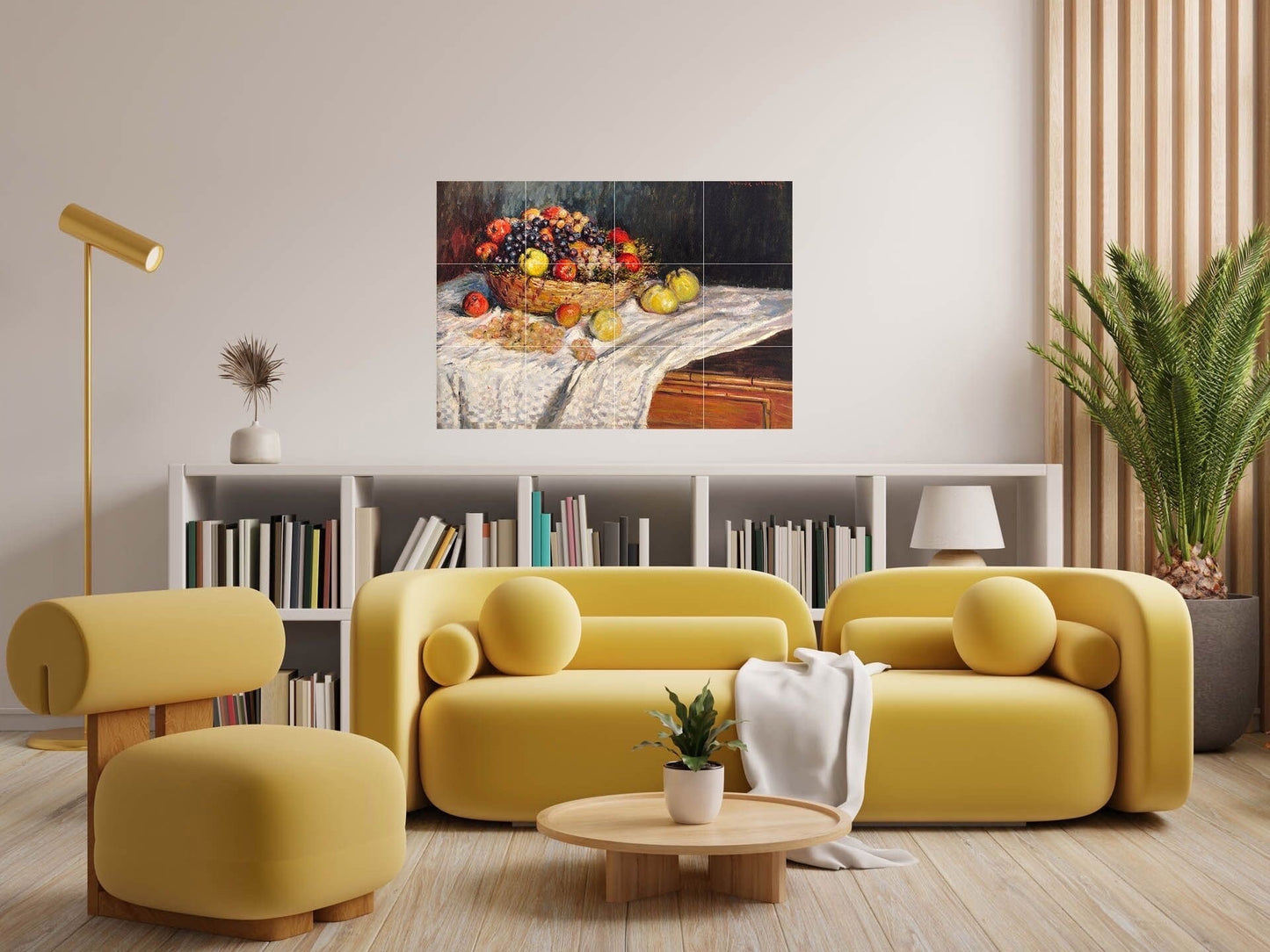 Tile Mural/Mosaic Ceramic Panel of Apples and Grapes - Claude Monet Print - Fruit Mural - Fruit Wall Art - Fruit Mosaic Tiles - Gloss Tiles