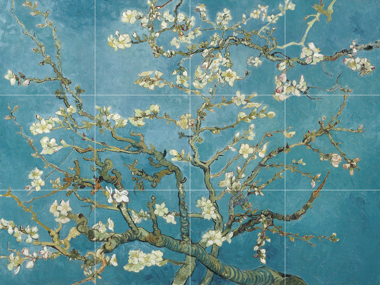 Tile Mural/Mosaic Ceramic Panel of Vincent Van Gogh Almond Blossom - Flower Mural - Van Gogh Print - Flower Wall Art - Botanical Art Print