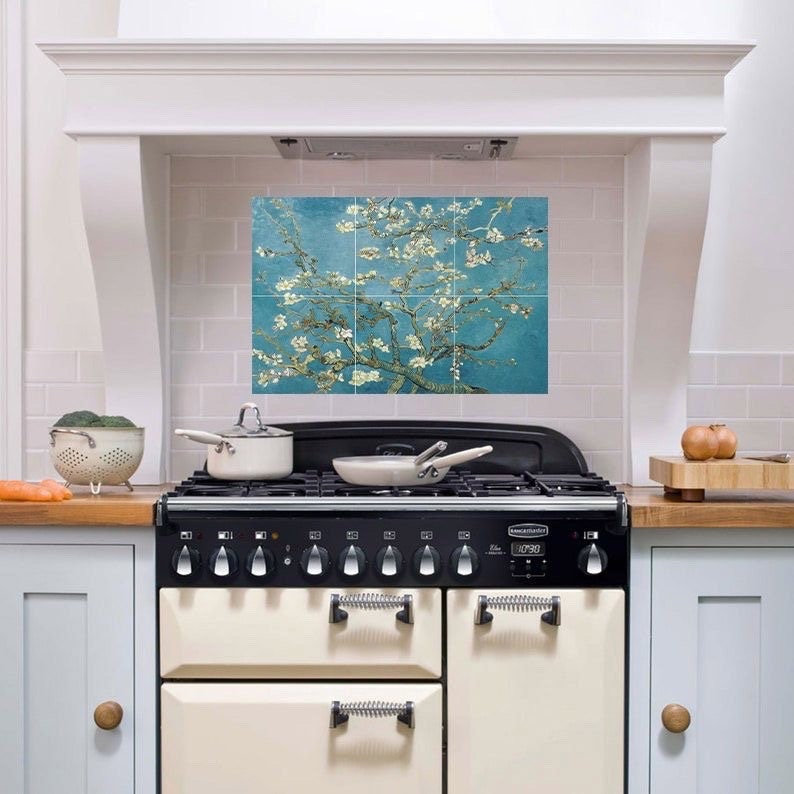 Tile Mural/Mosaic Ceramic Panel of Vincent Van Gogh Almond Blossom - Flower Mural - Van Gogh Print - Flower Wall Art - Botanical Art Print