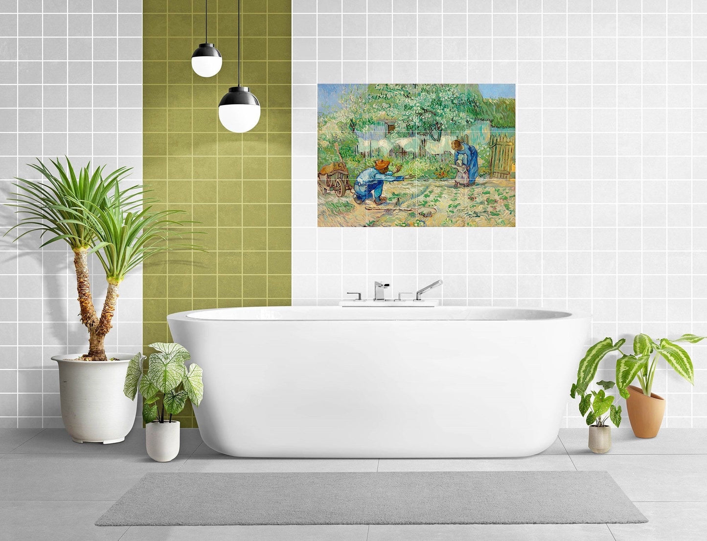 Tile Mural/Mosaic Ceramic Panel of Vincent Van Gogh Painting - Countryside Mural - Van Gogh Print - Countryside Wall Art - Van Gogh Art