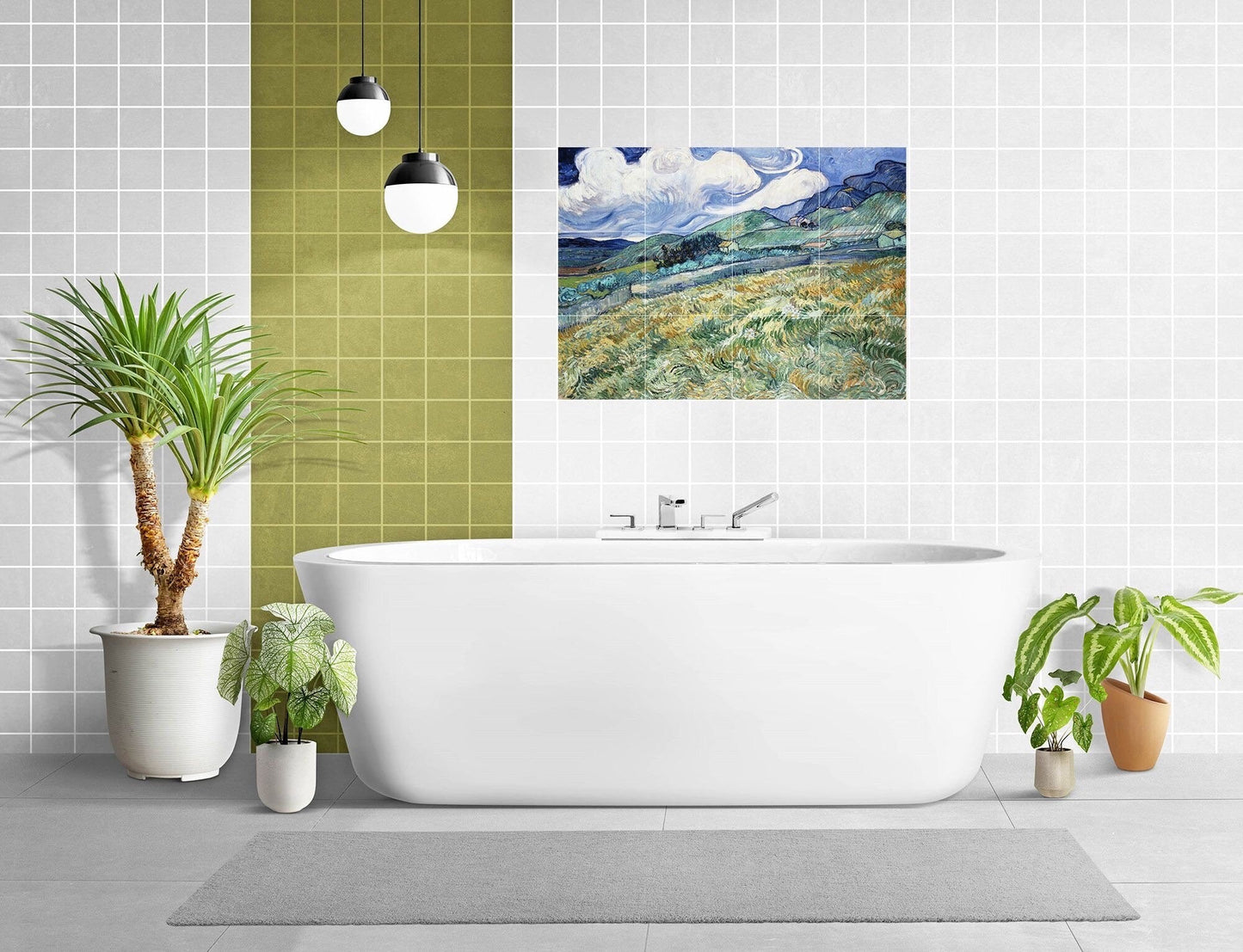 Tile Mural/Mosaic Ceramic Panel of Vincent Van Gogh Painting - Countryside Mural - Van Gogh Print - Countryside Wall Art - Van Gogh Art