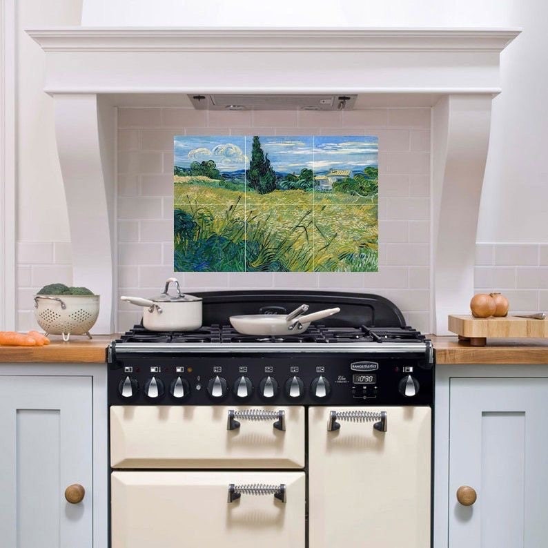 Tile Mural/Mosaic Ceramic Panel of Vincent Van Gogh Painting - Countryside Mural - Van Gogh Print - Countryside Wall Art - Van Gogh Art