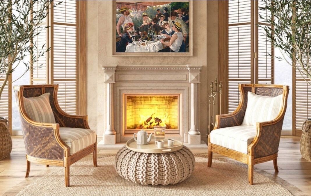 Tile Mural/Mosaic Ceramic Panel of Pierre-Auguste Renoir - Luncheon - Renoir Wall Art - Renoir Painting - Renoir Prints - Renoir Art