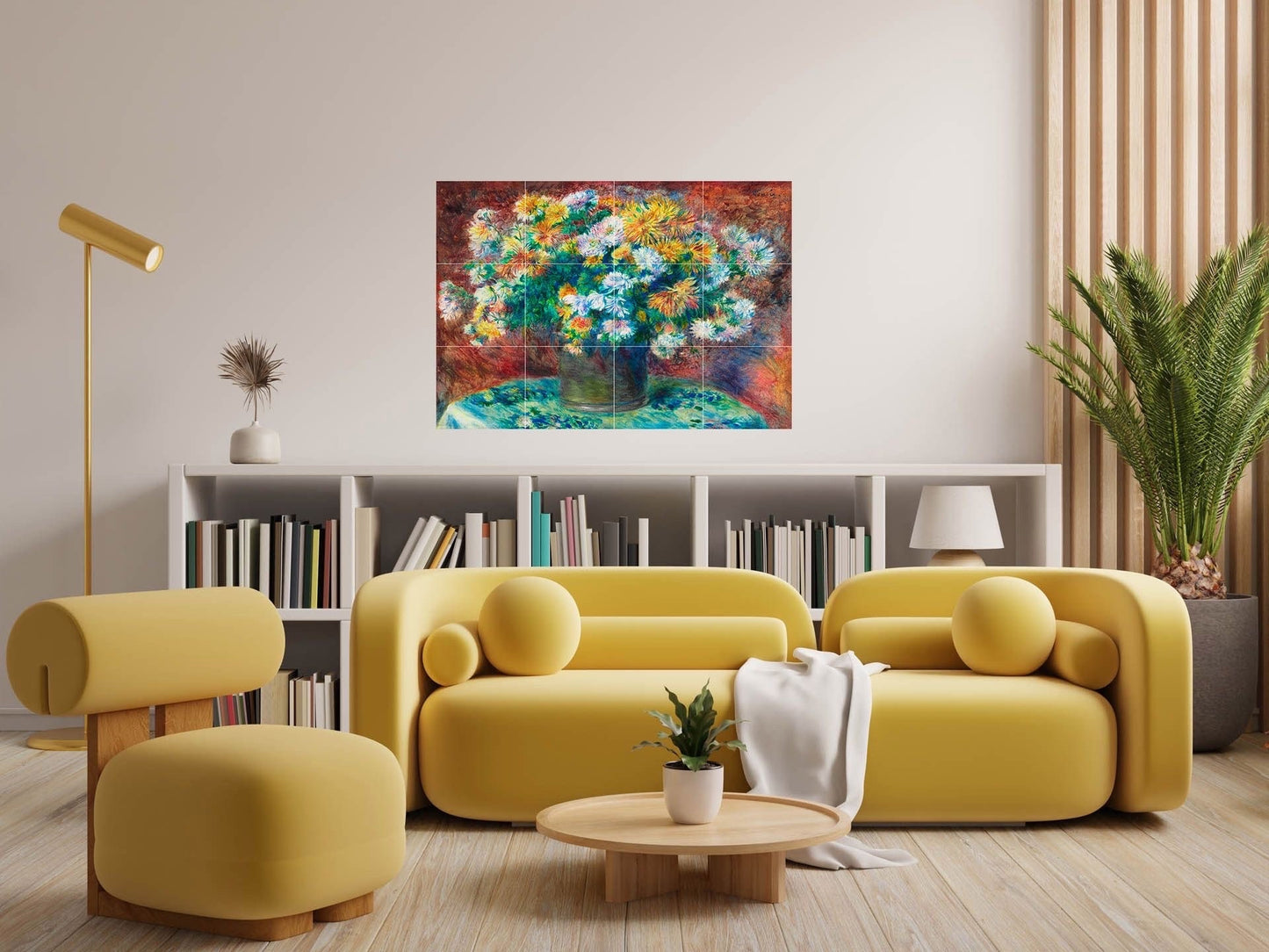 Tile Mural/Mosaic Ceramic Panel of Pierre-Auguste Renoir - Chrysanthemum - Renoir Wall Art - Renoir Painting - Renoir Prints - Flower Mural