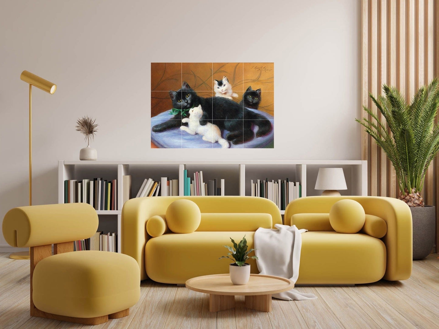 Tile Mural/Mosaic Ceramic Panel of Cats - Kitty Print - Cat Wall Art - Cats Wall Art - Cat Mural - Cat Painting - Cat Prints - Cat Decor