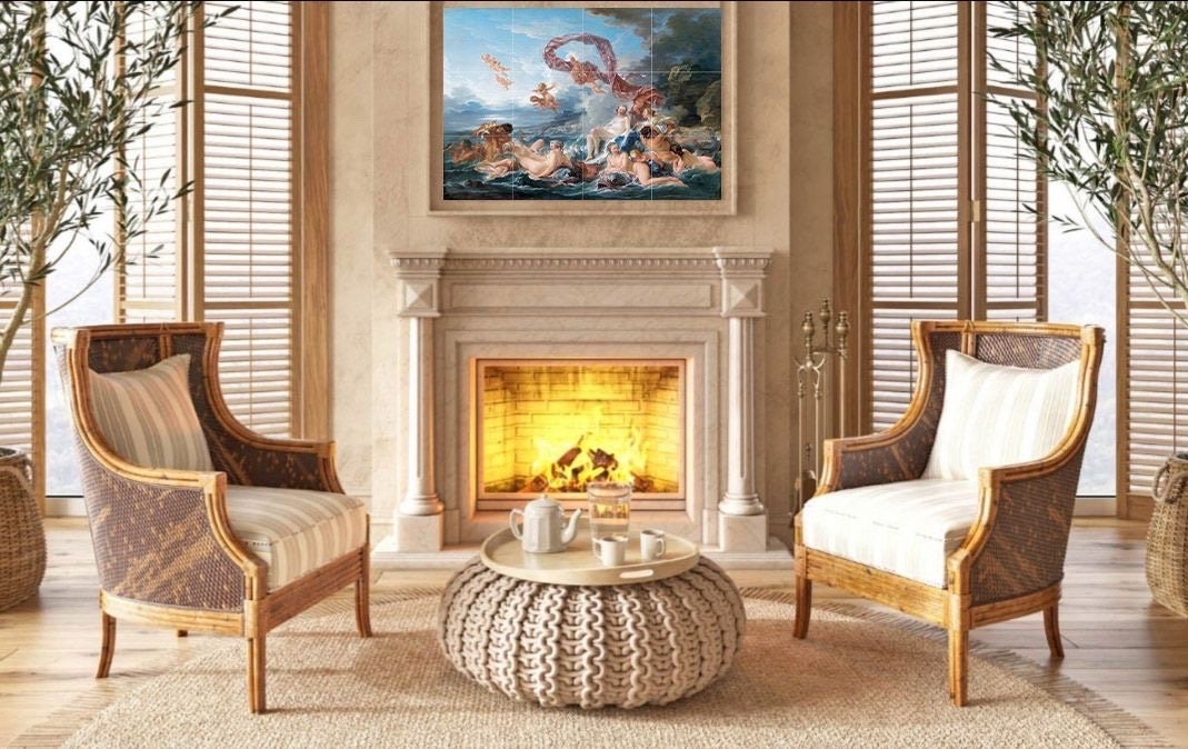 Tile Mural/Mosaic Ceramic Panel of Triumph of Venus Painting - Francois Boucher Wall Art - Rococo Art - Francois Boucher Prints Wall Decal