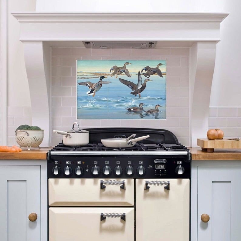 Tile Mural/Mosaic Ceramic Panel of Duck - Bird Mural- Bird Mosaic -Gloss Tiles - Countryside Mural -Tile Mosaic -Duck Wall Art - Ducks Print