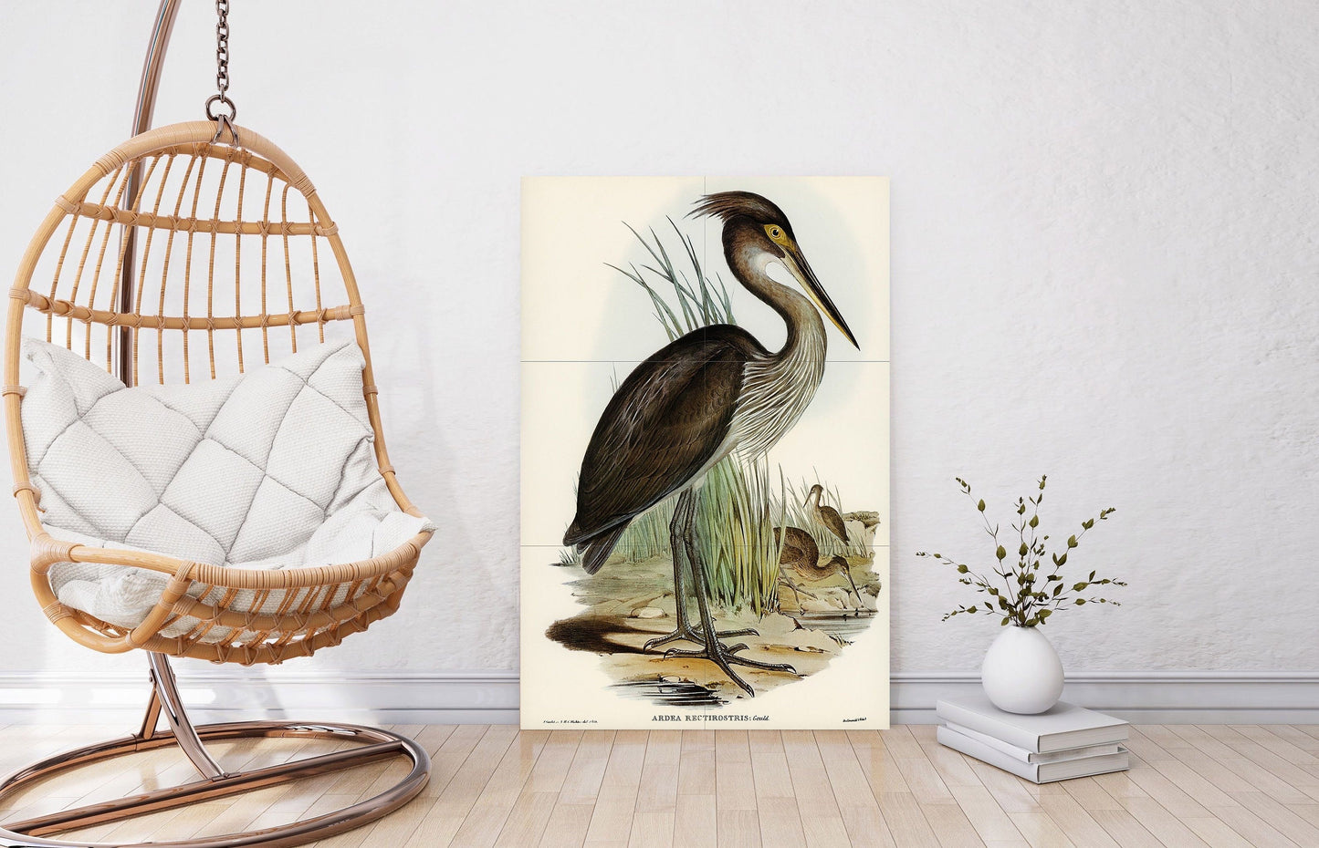 Tile Mural/Mosaic Ceramic Panel of Heron Painting Print - Bird Mosaic - Heron Painting - Bird Mural - Gloss Tiles - Heron Wall Art Print