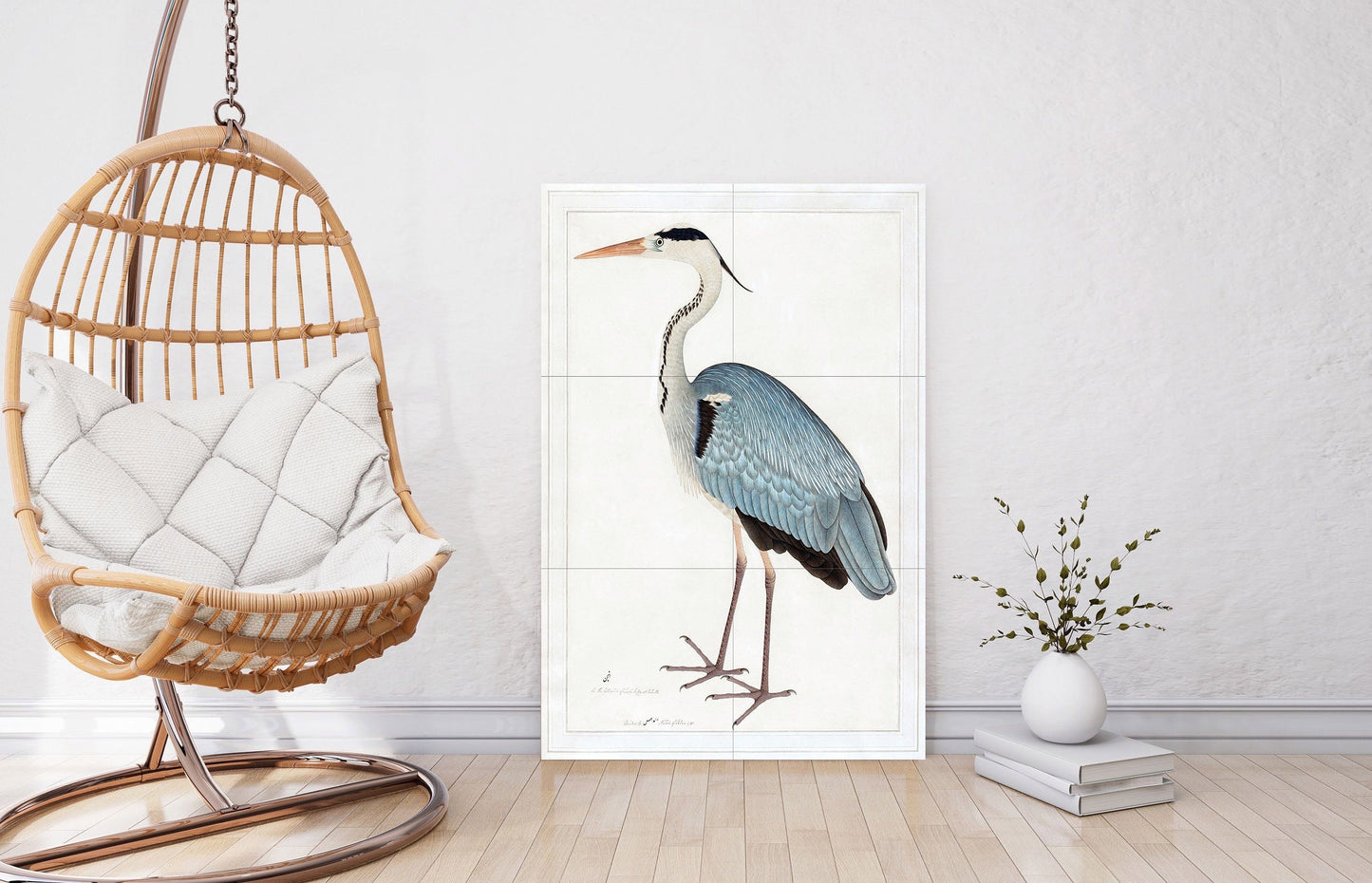Tile Mural/Mosaic Ceramic Panel of Grey Heron - Bird Mosaic - Heron Painting - Bird Mural - Gloss Tiles - Heron Wall Art Print - Egret Print