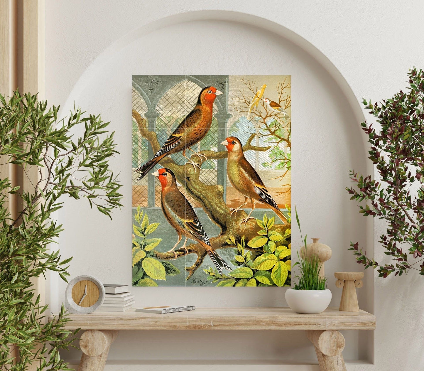 Tile Mural/Mosaic Ceramic Panel of Birds -Bird Wall Art Print -Tile Mural-Birds Mosaic -Gloss Tiles -Bird Mural -W A Blakston Painting Print