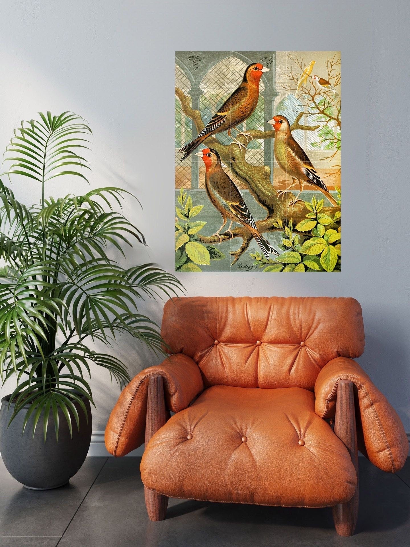 Tile Mural/Mosaic Ceramic Panel of Birds -Bird Wall Art Print -Tile Mural-Birds Mosaic -Gloss Tiles -Bird Mural -W A Blakston Painting Print