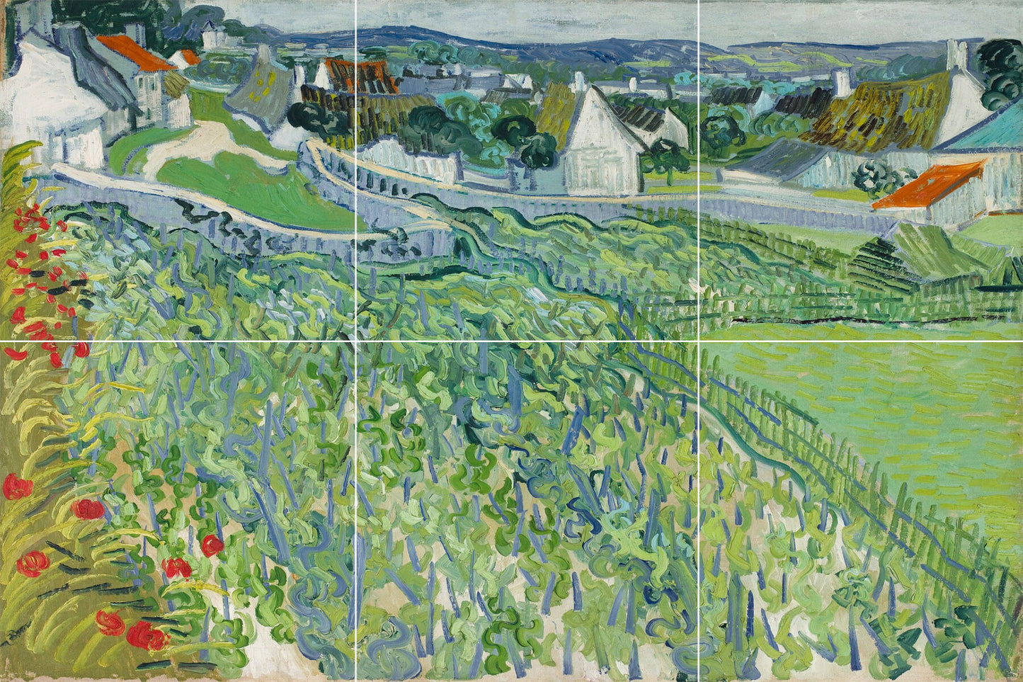 Tile Mural/Mosaic Ceramic Panel of Vincent Van Gogh - Vineyards - Countryside Mural -Van Gogh Print - Countryside Wall Art - Botanical Art