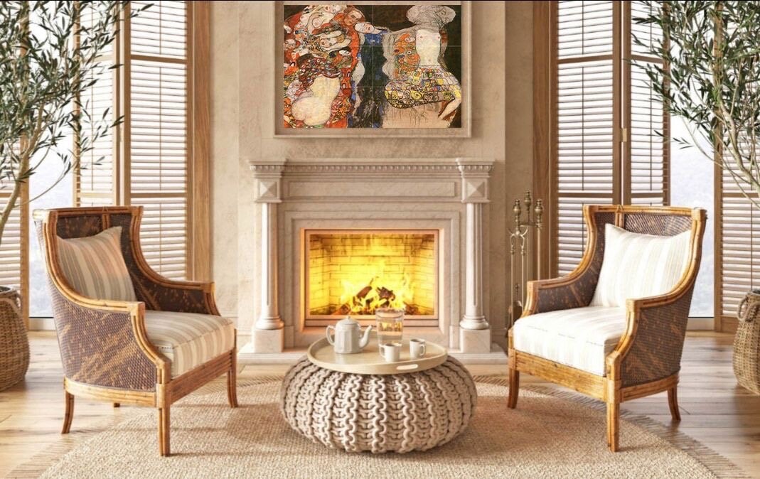 Tile Mural/Mosaic Ceramic Panel of Gustav Klimt The Bride - Klimt Wall Art - Klimt Print - The Bride Klimt Painting Print -Klimt Painting