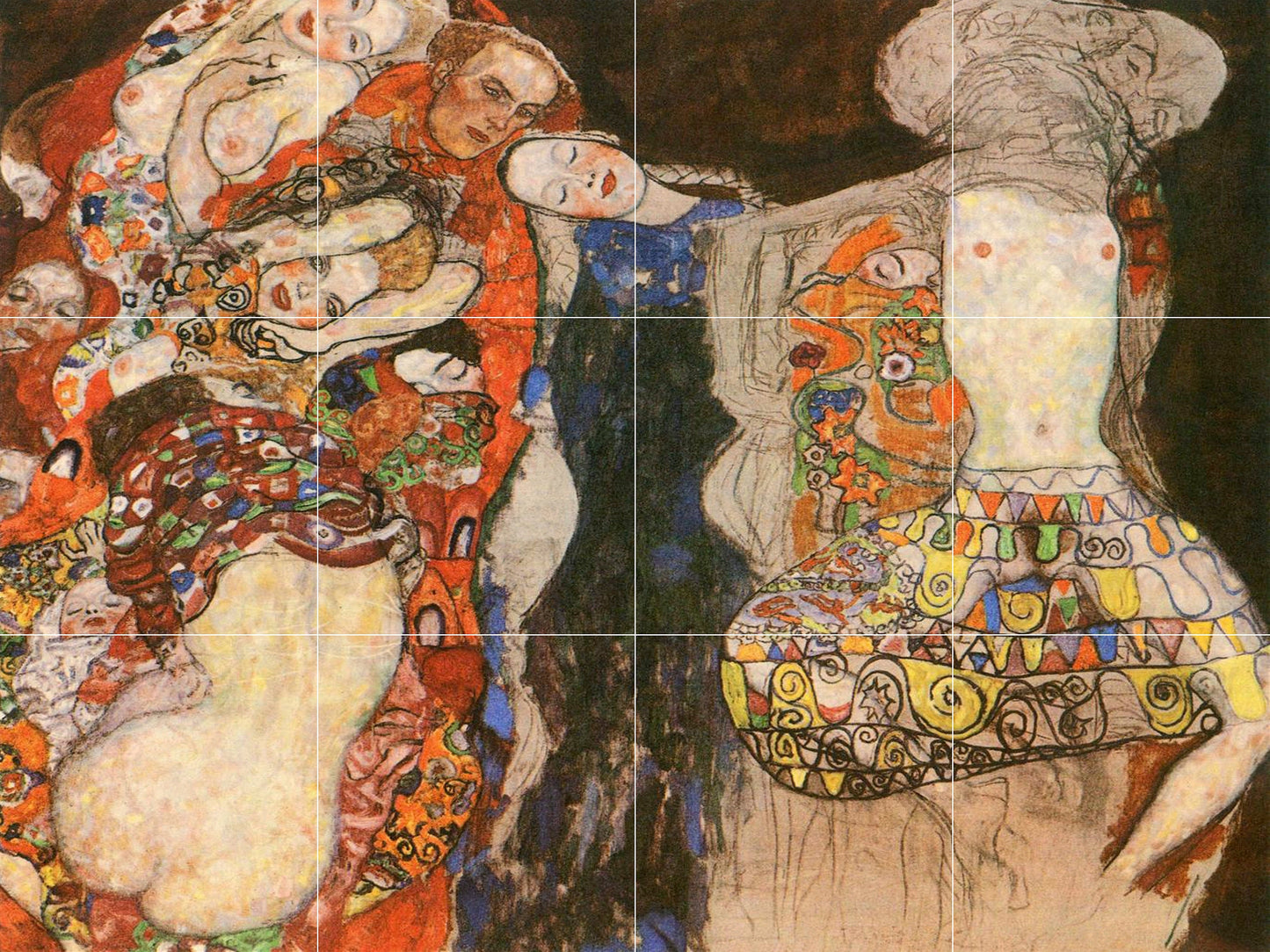Tile Mural/Mosaic Ceramic Panel of Gustav Klimt The Bride - Klimt Wall Art - Klimt Print - The Bride Klimt Painting Print -Klimt Painting