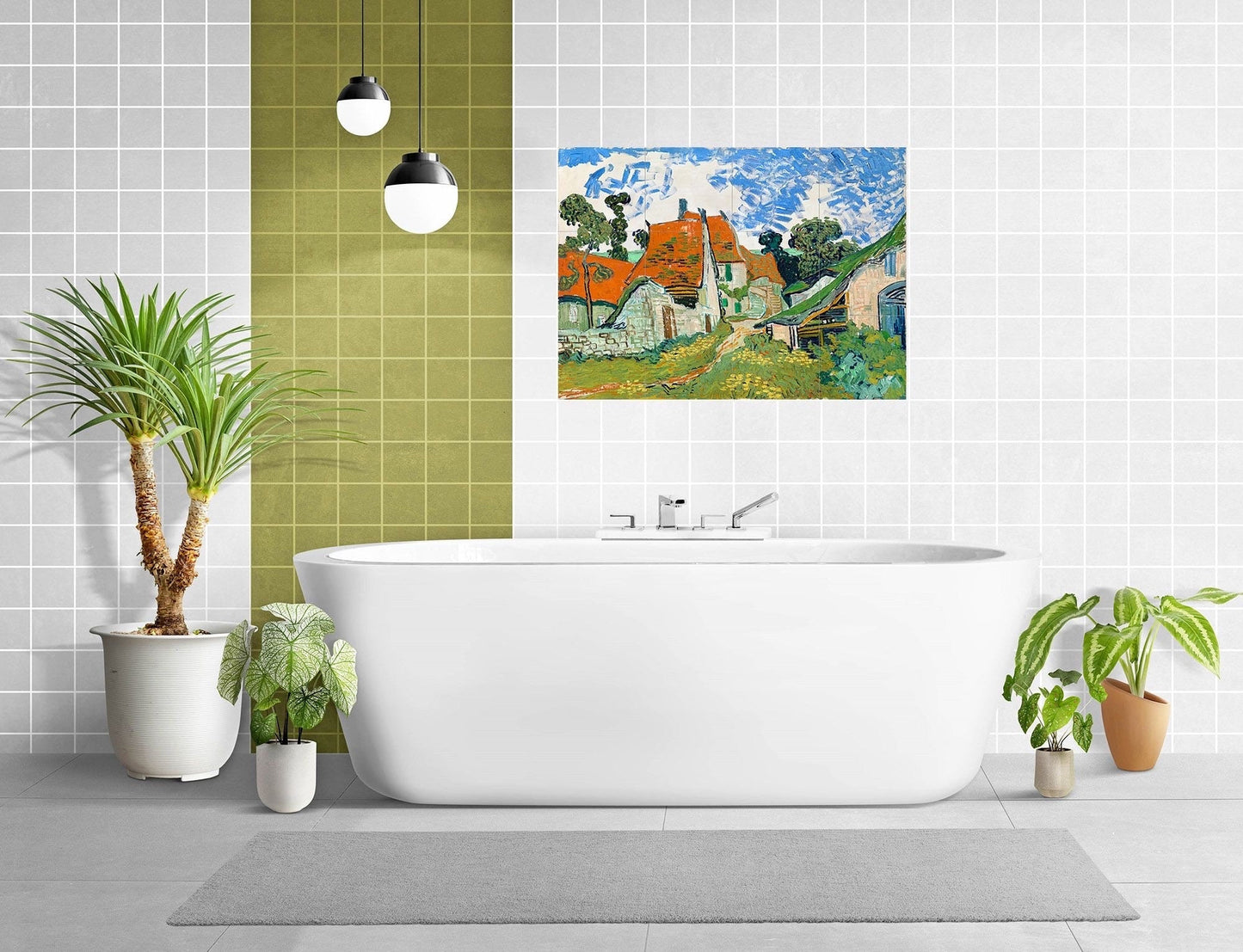 Tile Mural/Mosaic Ceramic Panel of Vincent Van Gogh - Street in Auvers-sur-Oise - Countryside Mural -Van Gogh Print - Countryside Wall Art