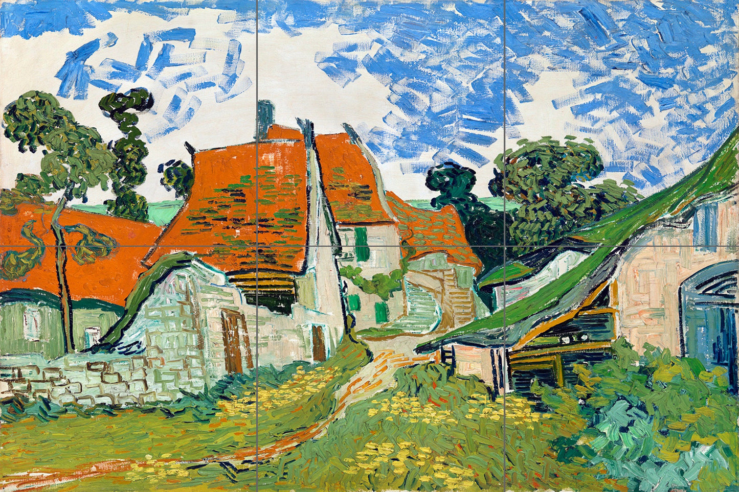 Tile Mural/Mosaic Ceramic Panel of Vincent Van Gogh - Street in Auvers-sur-Oise - Countryside Mural -Van Gogh Print - Countryside Wall Art