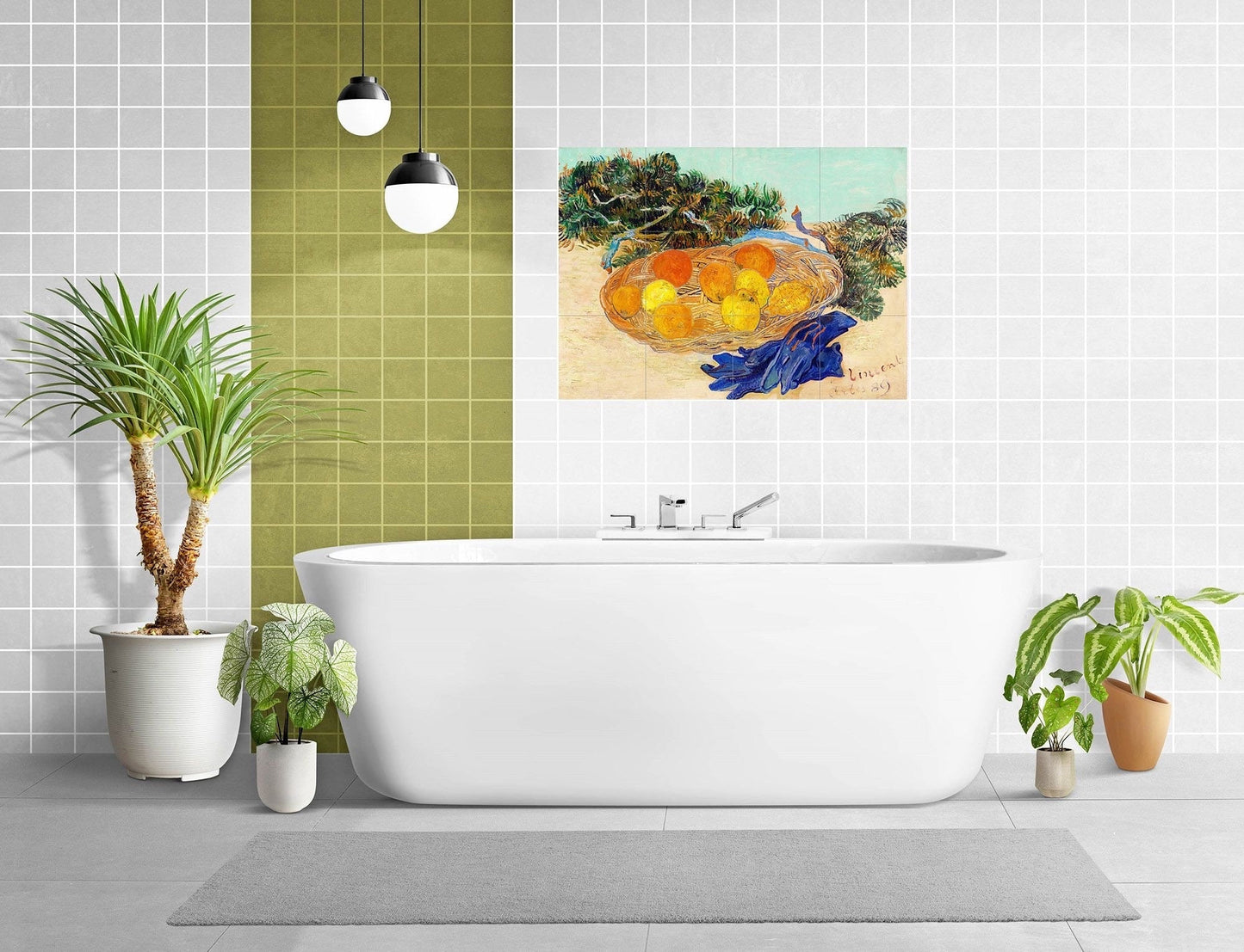 Tile Mural/Mosaic Ceramic Panel of Vincent Van Gogh - Fruit Mural -Countryside Mural -Van Gogh Print - Countryside Wall Art - Fruit Wall Art